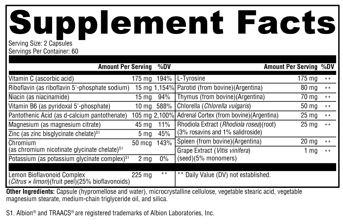 Adrenal Manager™ 120 Capsules Supplement Facts