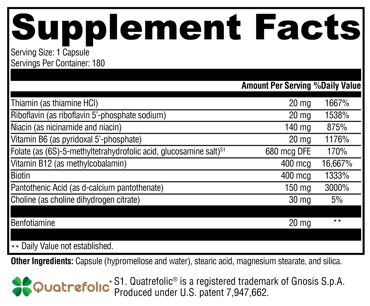 B Activ® 180 Capsules Supplement Facts