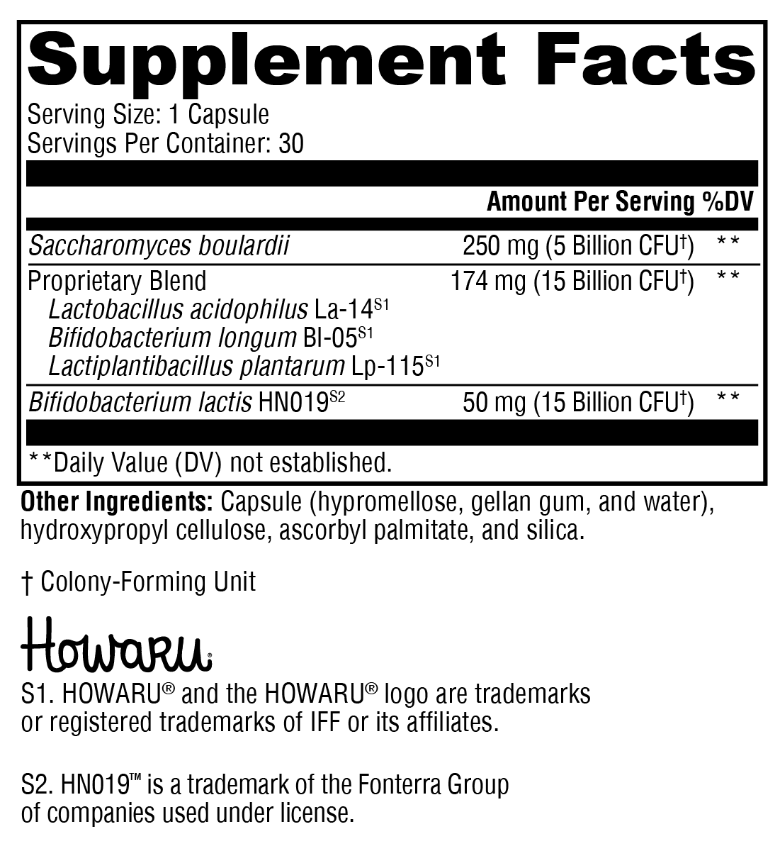 ProbioMax® Sb DF 30 Capsules Supplement Facts