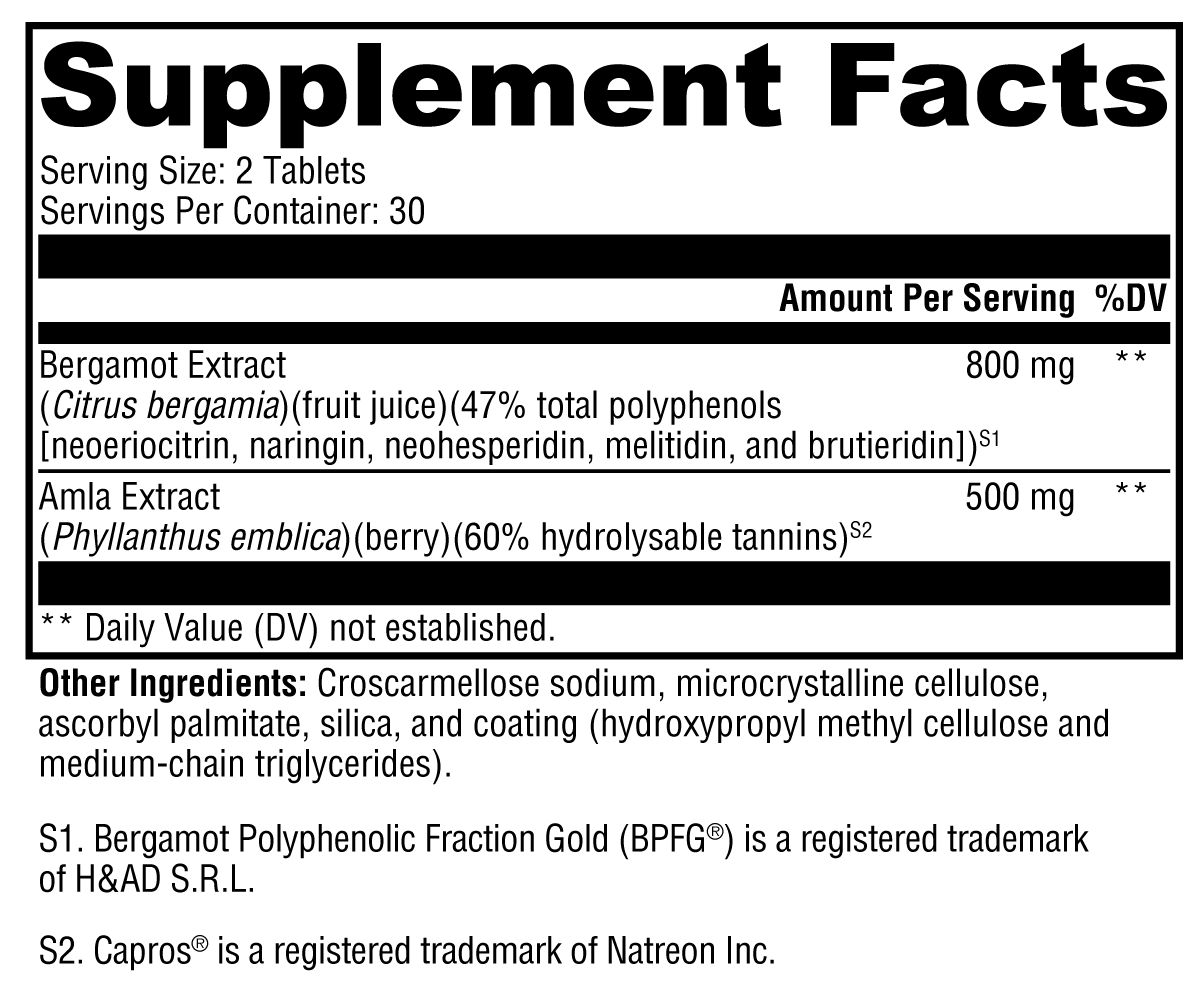 BergaCor® Plus 60 Tablets Supplement Facts