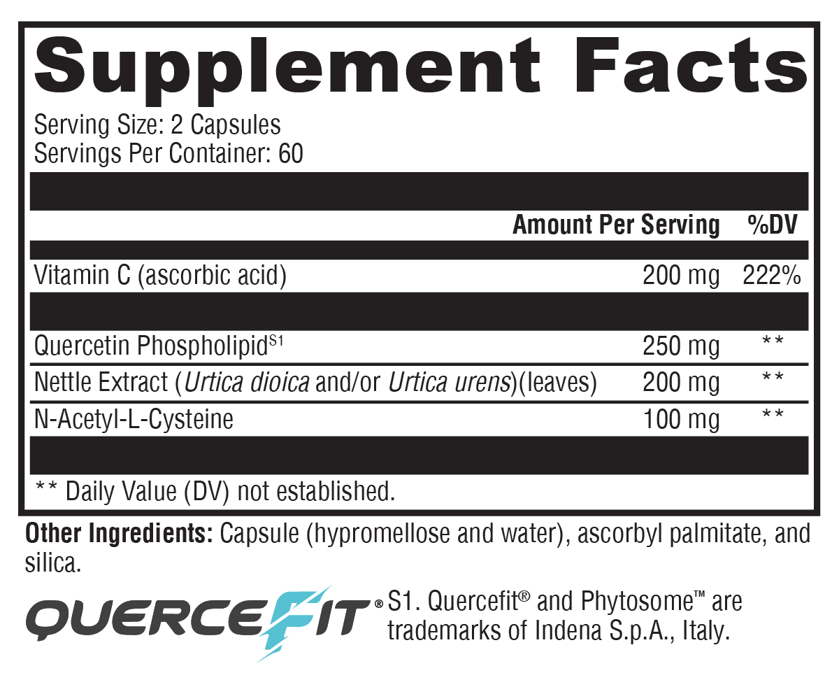 Quercetin 20× Plus 120 Capsules Supplement Facts