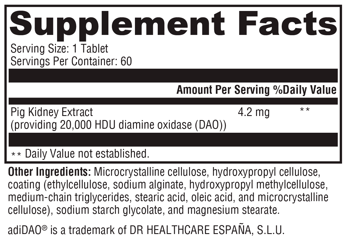 HistDAO™ 60 Tablets Supplement Facts