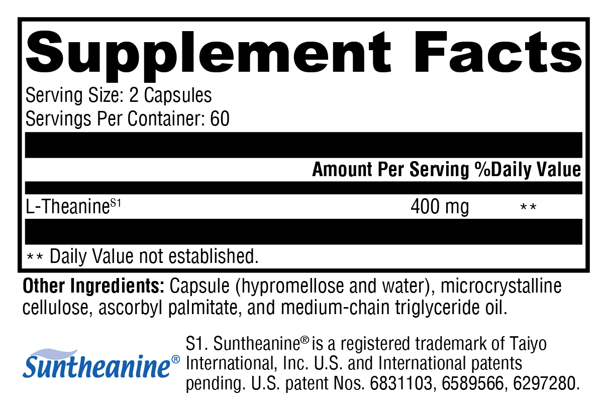 L-Theanine 120 Capsules Supplement Facts