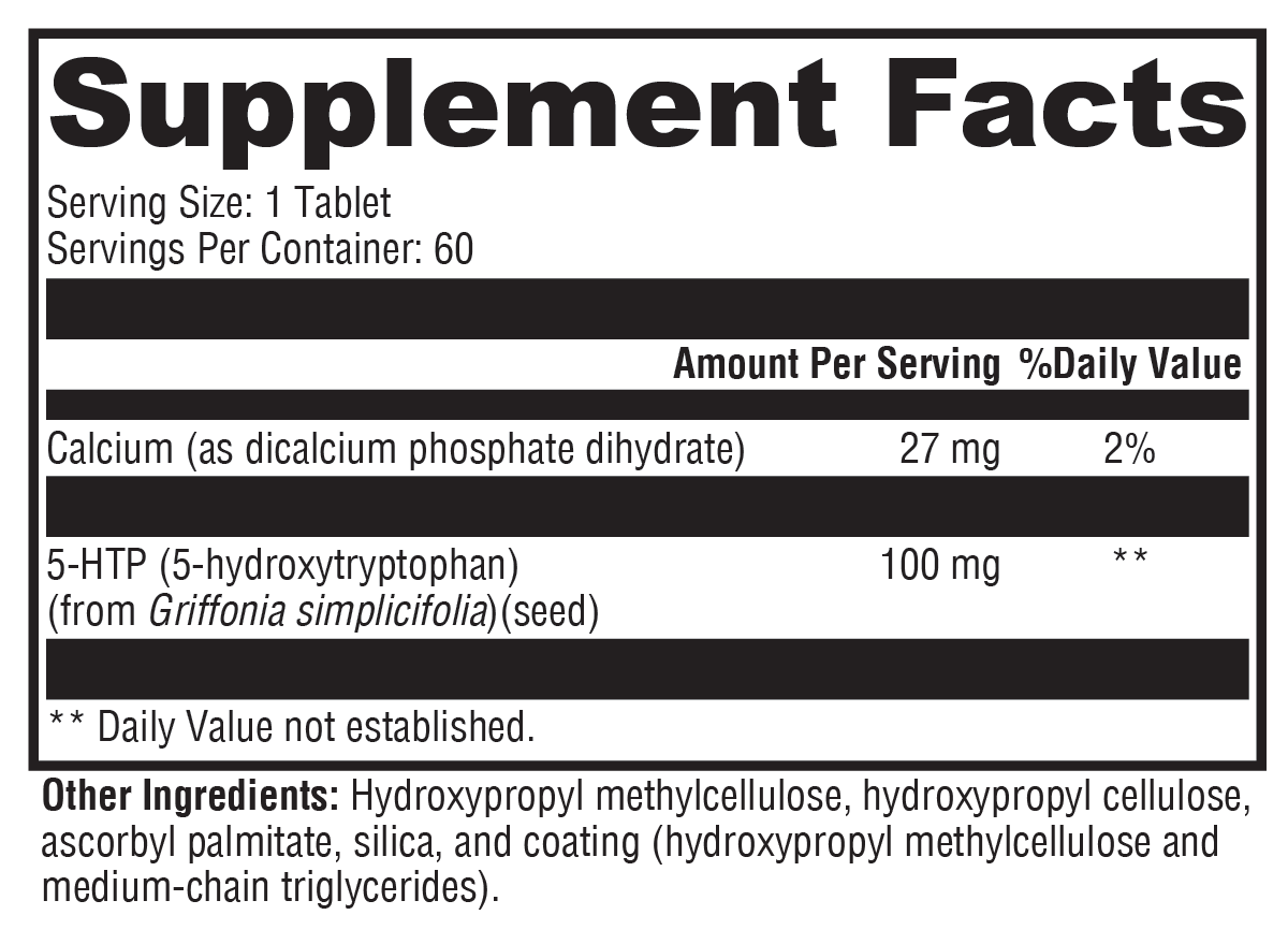 5-HTP CR 60 Tablets Supplement Facts