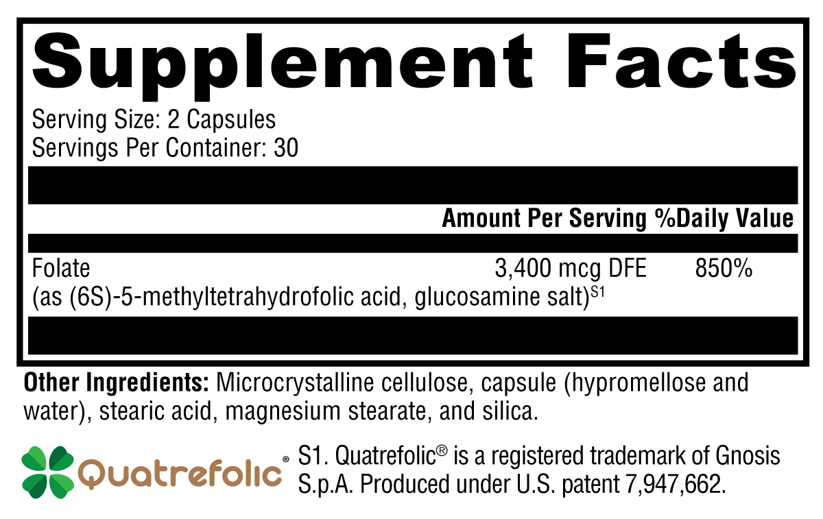5-MTHF 60 Capsules Supplement Facts