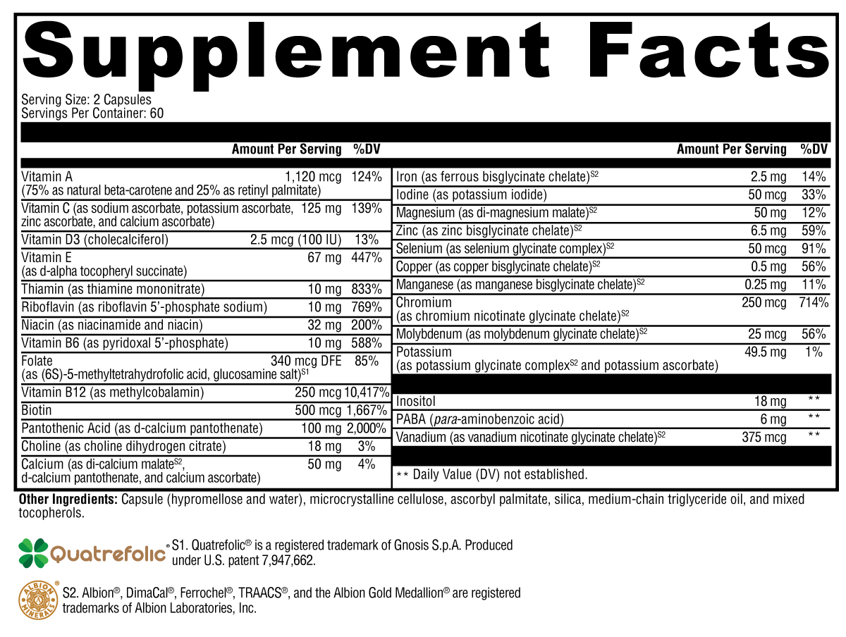 ActivNutrients® 120 Capsules Supplement Facts