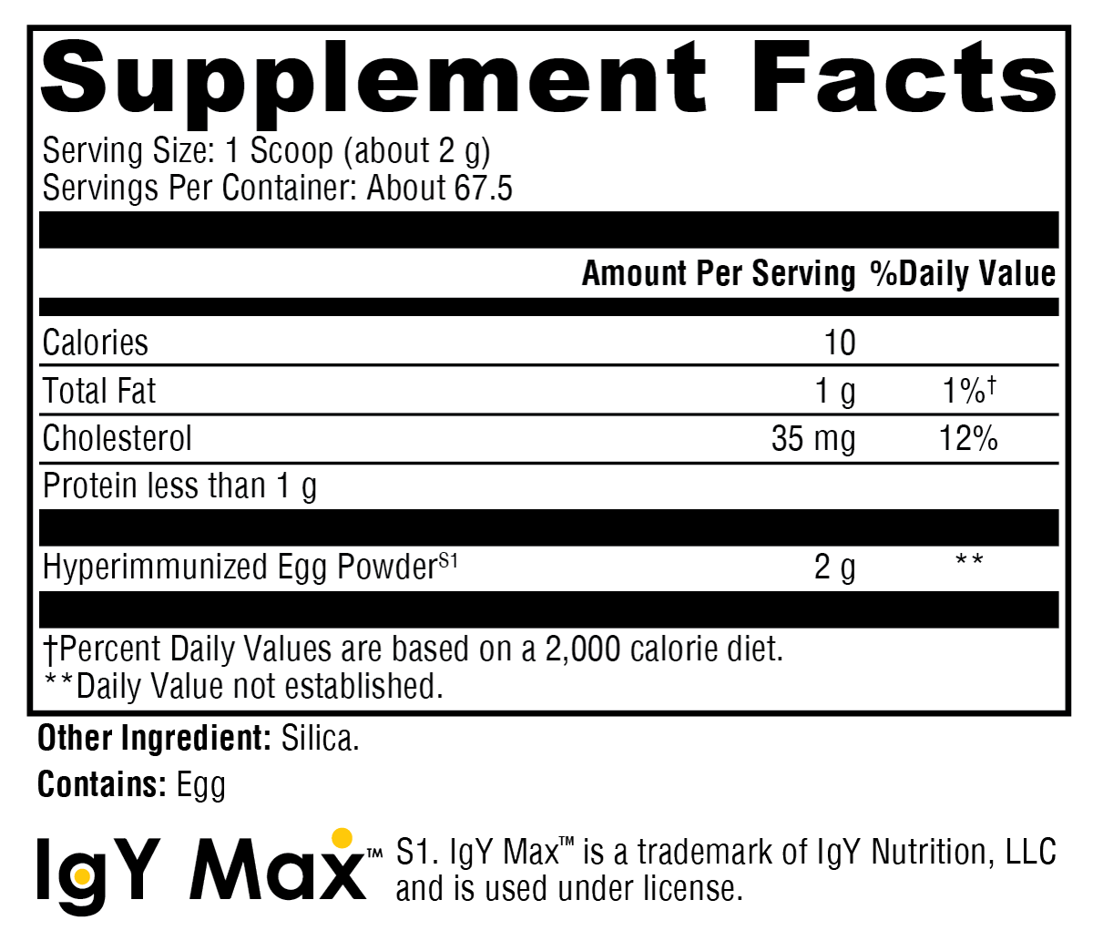IG 26 DF 67.5 Servings Supplement Facts