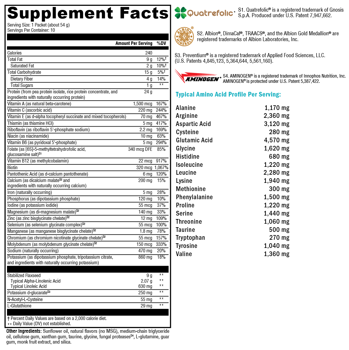 OptiCleanse® Plus Vanilla Delight 10 Servings Supplement Facts