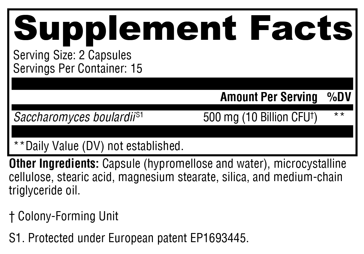 Saccharomycin® 10B 30 Capsules Supplement Facts