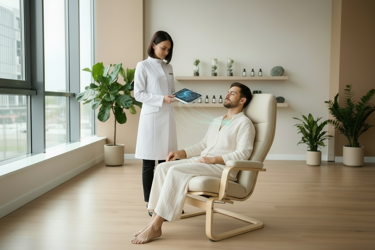 1 person receiving a bioenergetic scan