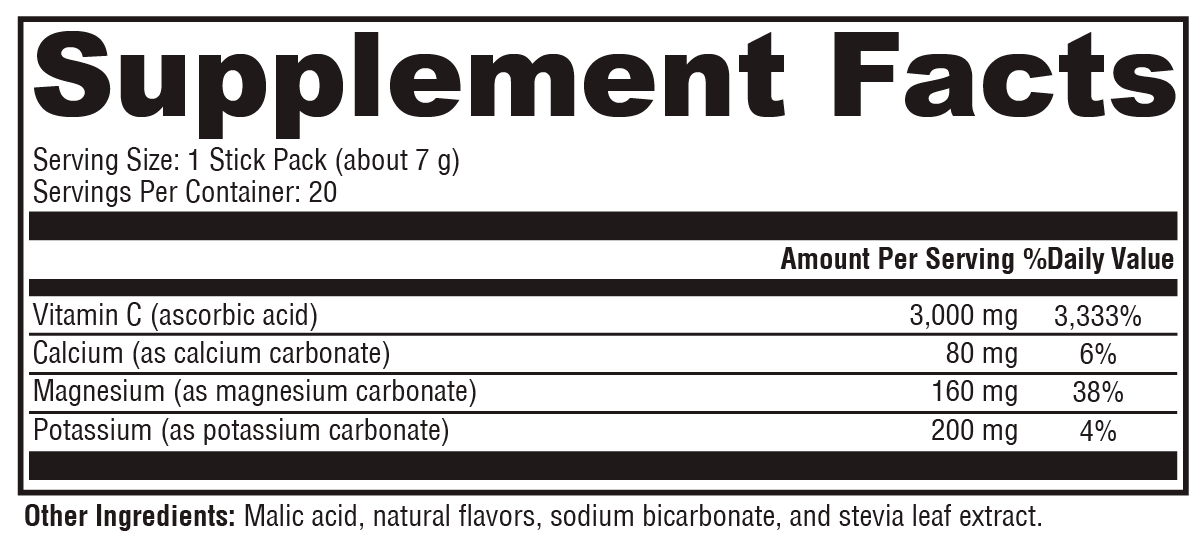Buffered C Powder Fruit Punch 20 Servings Supplement Facts
