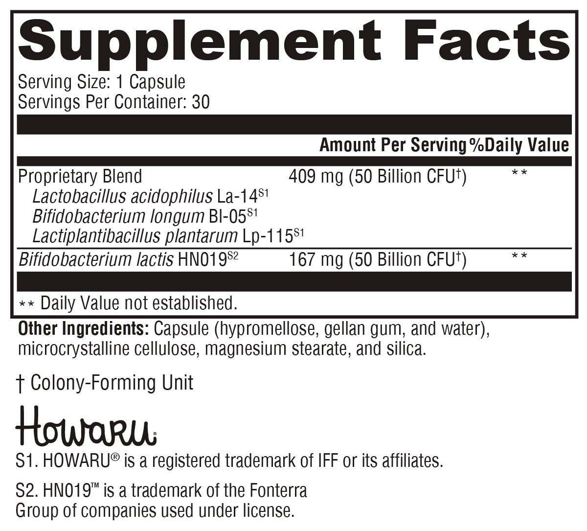 ProbioMax® Daily 100B 30 Capsules Supplement Facts