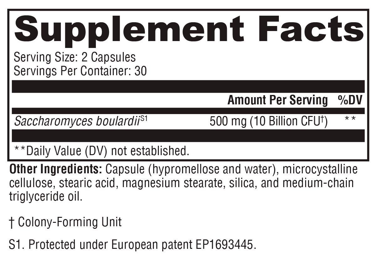 Saccharomycin® 10B 60 Capsules Supplement Facts
