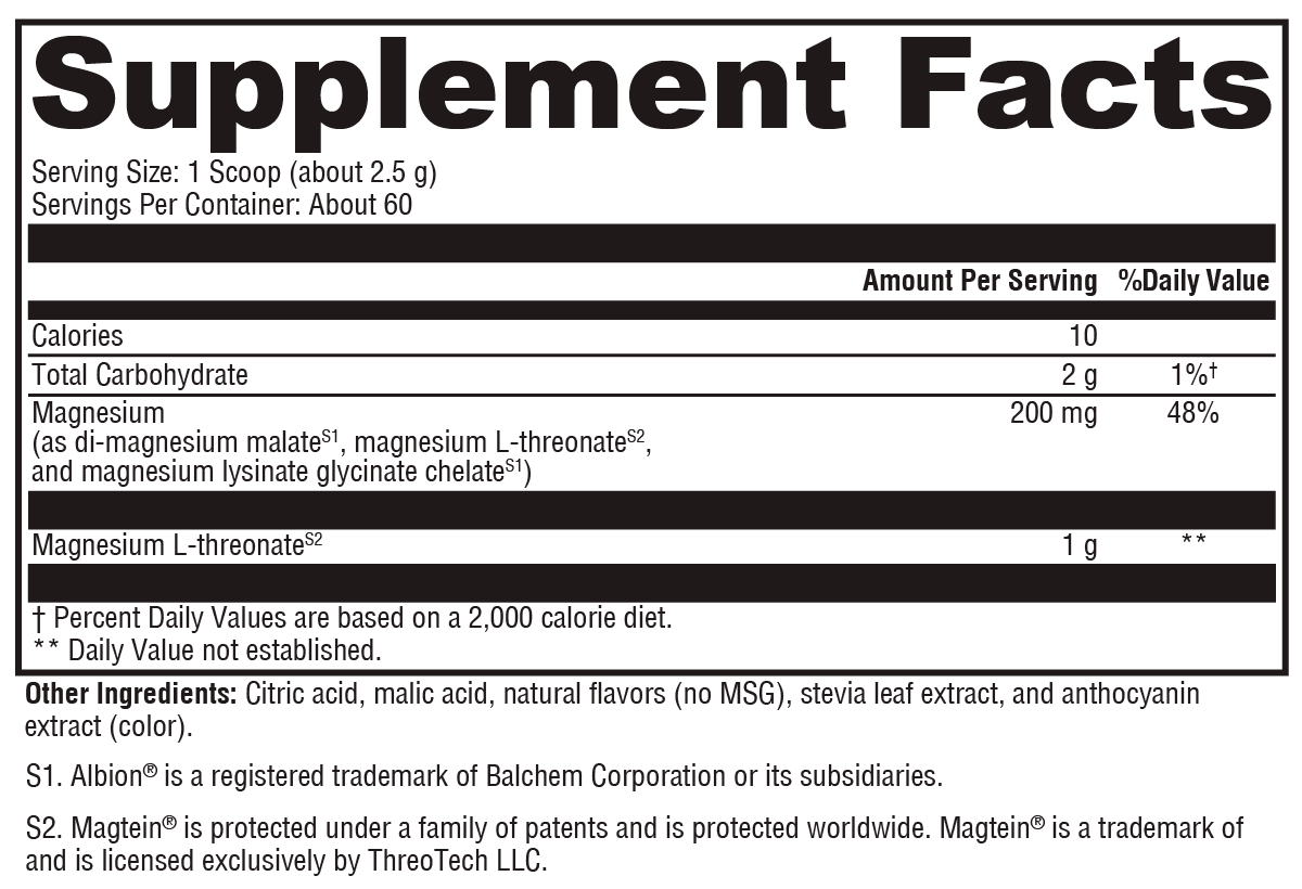 OptiMag® Neuro Mixed Berry 60 Servings Supplement Facts