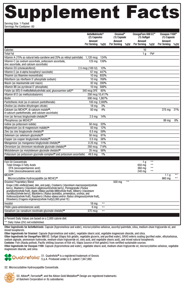 ActivEssentials™ for Women 60 Packets Supplement Facts